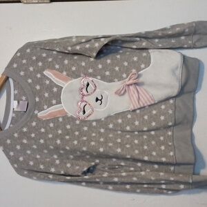 Secret Treasures LLAMA Juniors Soft Gray Pink Plush Pajama TOP  SZ L